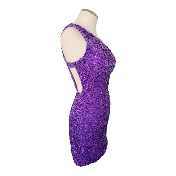 Purple One Shoulder Lilac Sequins Prom Homecoming Dress 6 - Picture 3 of 10